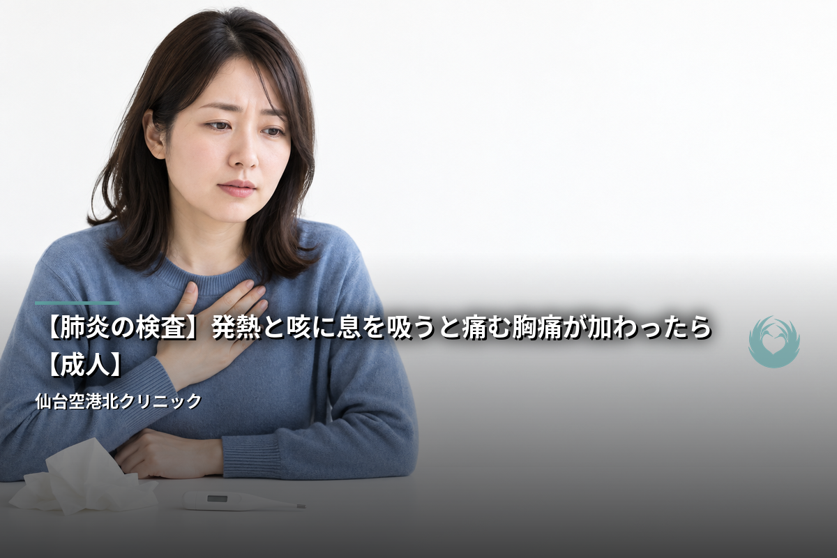 【肺炎の検査】発熱と咳に息を吸うと痛む胸痛が加わったら【成人】